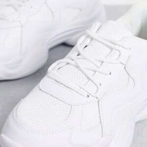Raffle Man Men's All-White Mesh & Leather Sneakers